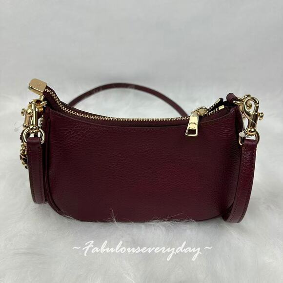 Coach Teri Mini Crossbody Bag With Crystals In Leather/Gold/Dark Wine CCE43 NWT - Picture 4 of 8
